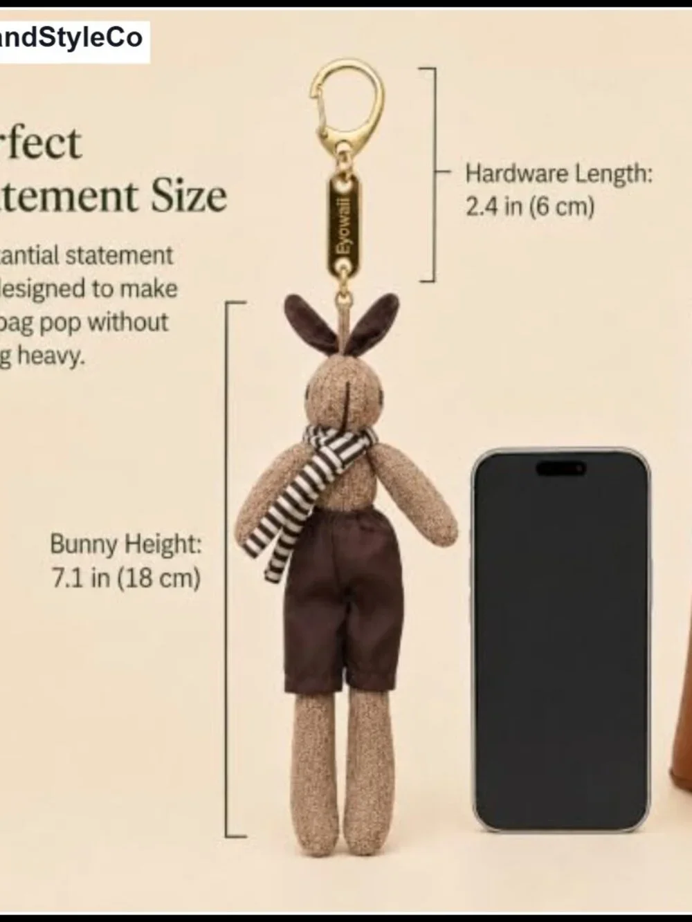Women's Woven Tweed Bunny Bag Charm Keychain